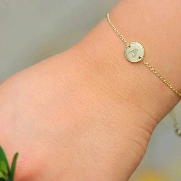 ▶ ENGRAVED PERSONALIZED CHARM- A to Z GOLD INITIAL BRACELET GIRL TEEN, ELDM22240 - Picture 8 of 16